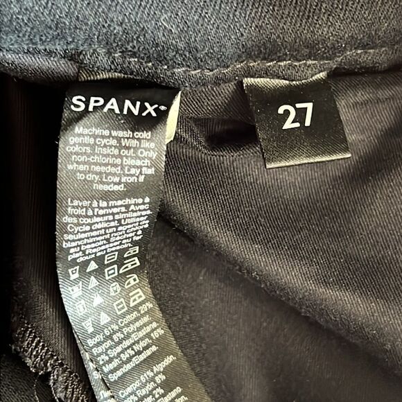 Spanx Black Signature Waist Straight Back Zip Jeans Sz 27 - Picture 8 of 9